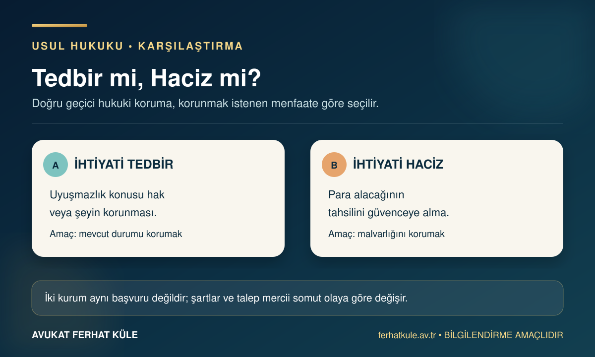 Eine türkische Infografik vergleicht Vorsichtsmaßnahmen und Vorsichtsmaßnahmenanhänge hinsichtlich ihres Zwecks und Gegenstands