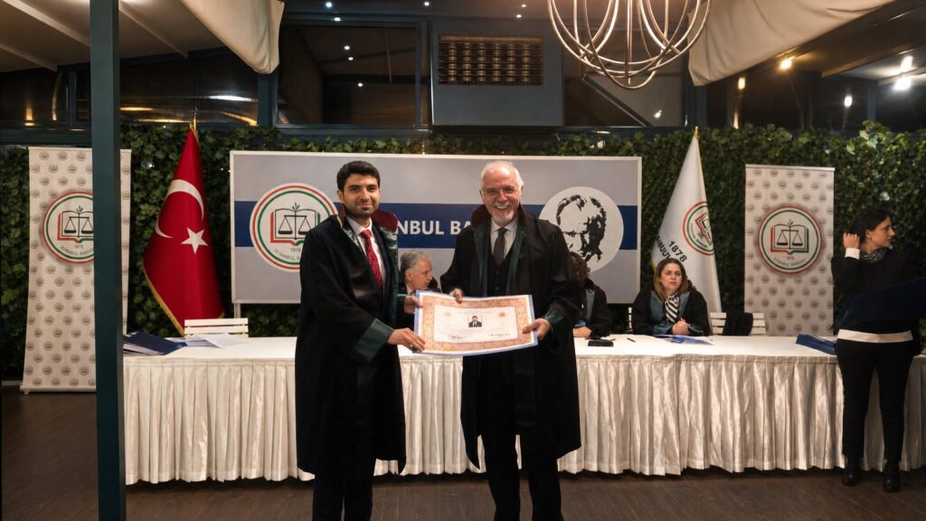 Attorney Ferhat Küle receiving his licence to practise at the Istanbul Bar Association admission ceremony