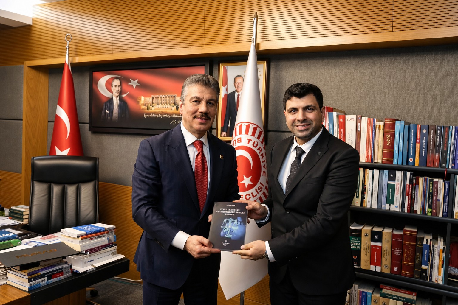 Attorney Ferhat Küle presenting the book Start Up Law and a Legal Guide for Entrepreneurs at the Grand National Assembly of Türkiye (TBMM)